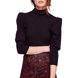 NWOT Free People Lala Puff Crop Top Sweater